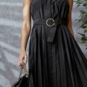 NWT Elie Tahari Loden Style Olive Green Pleated Dress Size 4